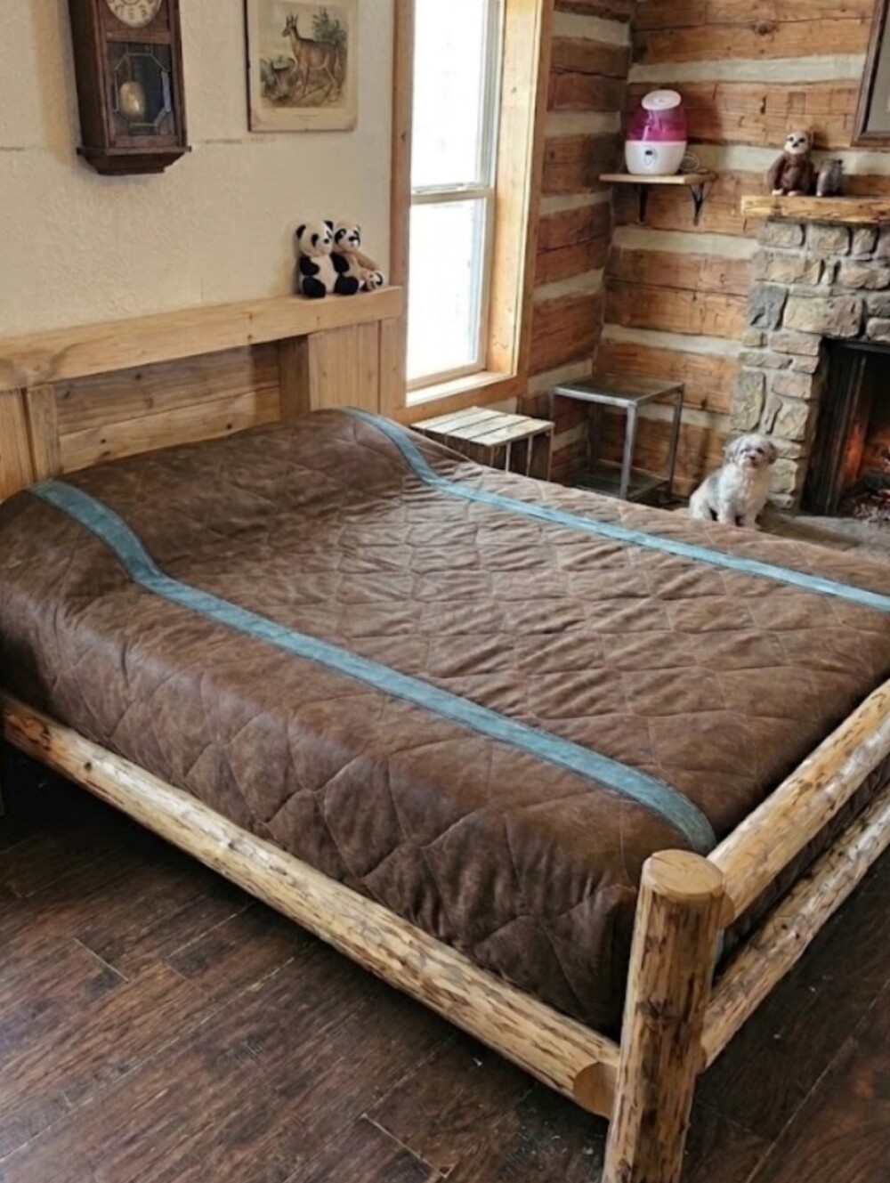 Vintage Handmade Quilted Brown Micro-Suede Comforter 76x84 Full/Queen, Heavy Y2K